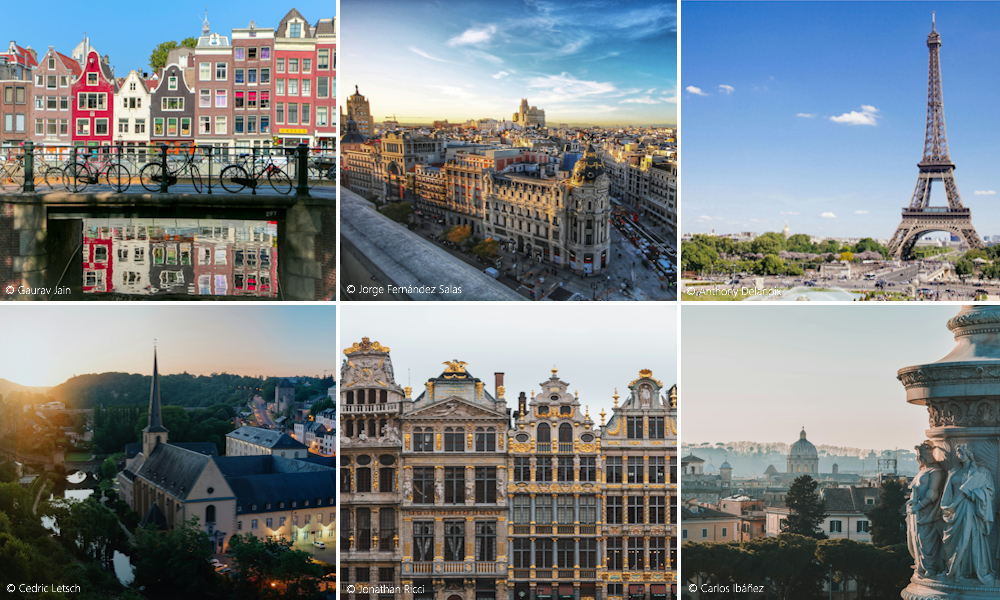 Images représentatives des capitales européennes.